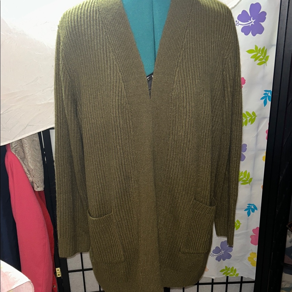 Joan Rivers Olive Cardigan Sweater
